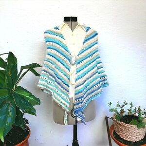One Of A Kind Handknit Shawl With Antique Brooch